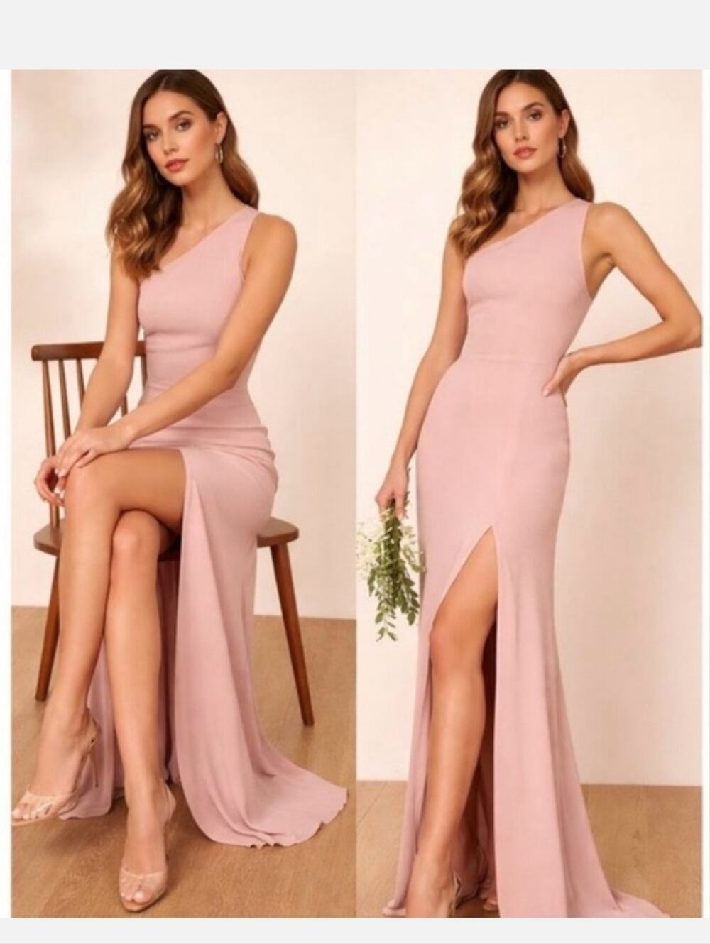 Reformation Evelyn One-Shoulder Maxi Dress Blush Pink Size 2 NWT Wedding Guest